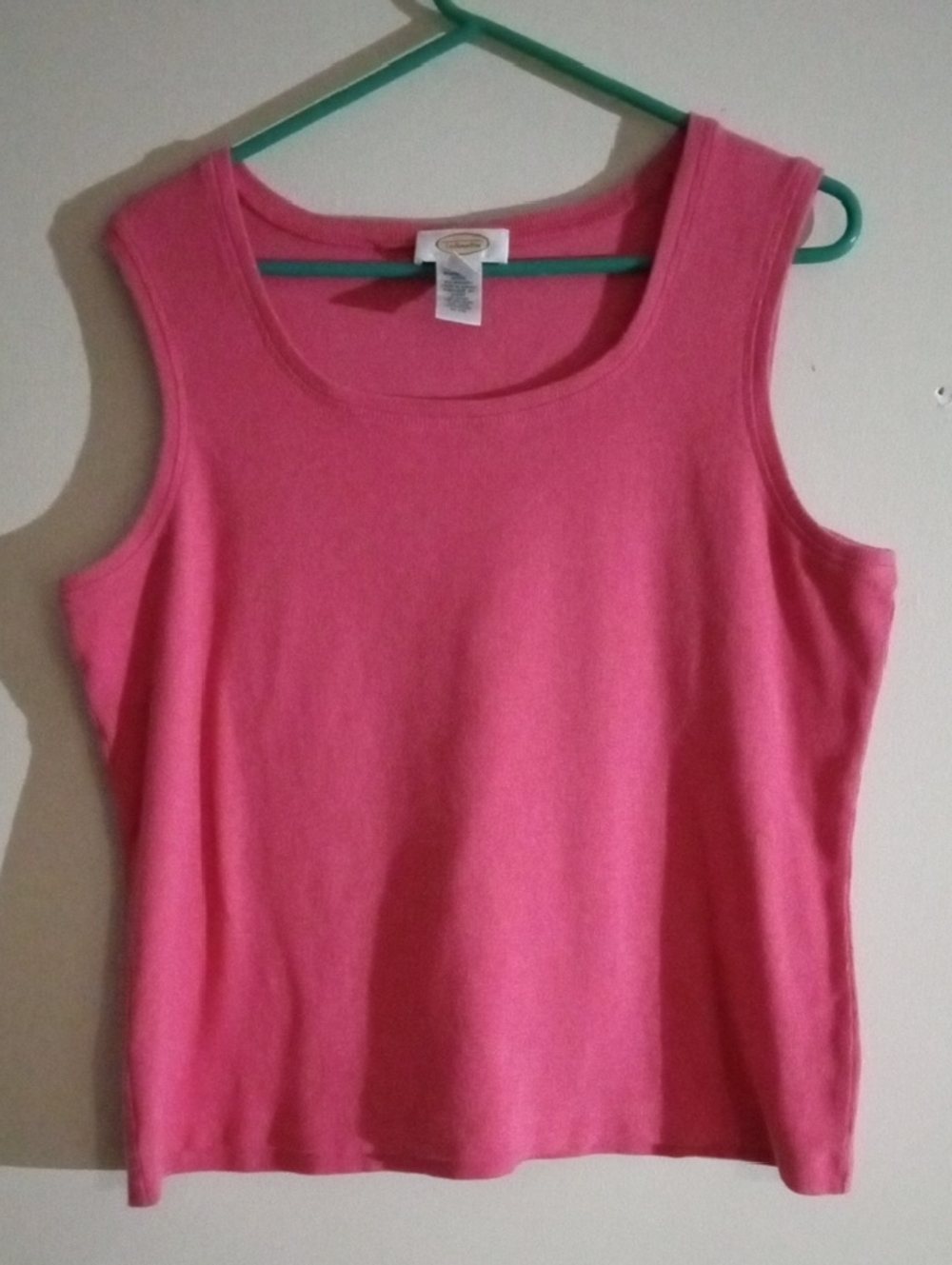 Talbots Pink Scoop Neck Ribbed Tank Cotton Blend in XL